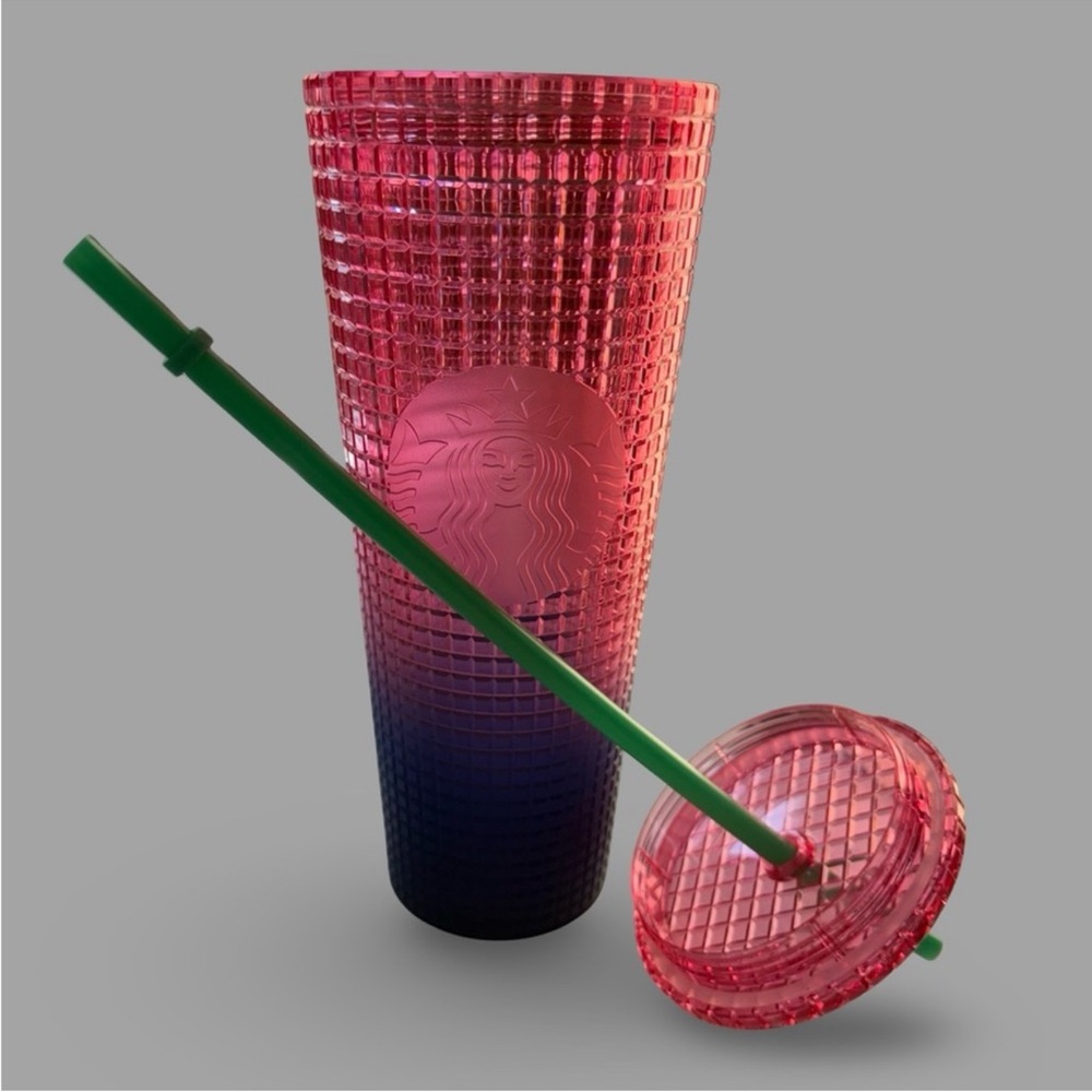 Starbucks 2021 Red Blue Ombre Studded Cold Cup 24oz Venti Gradient